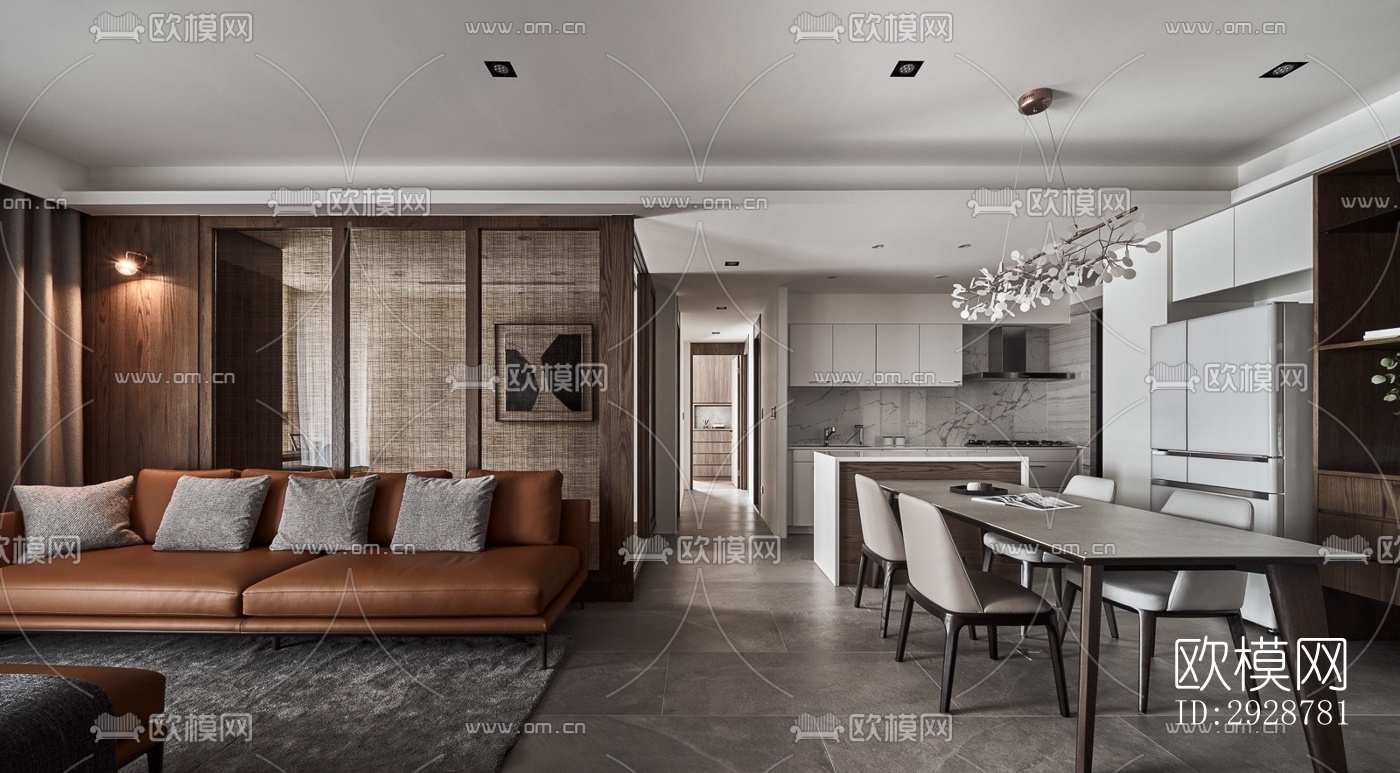 现代平层效果图下载（渲染图8）