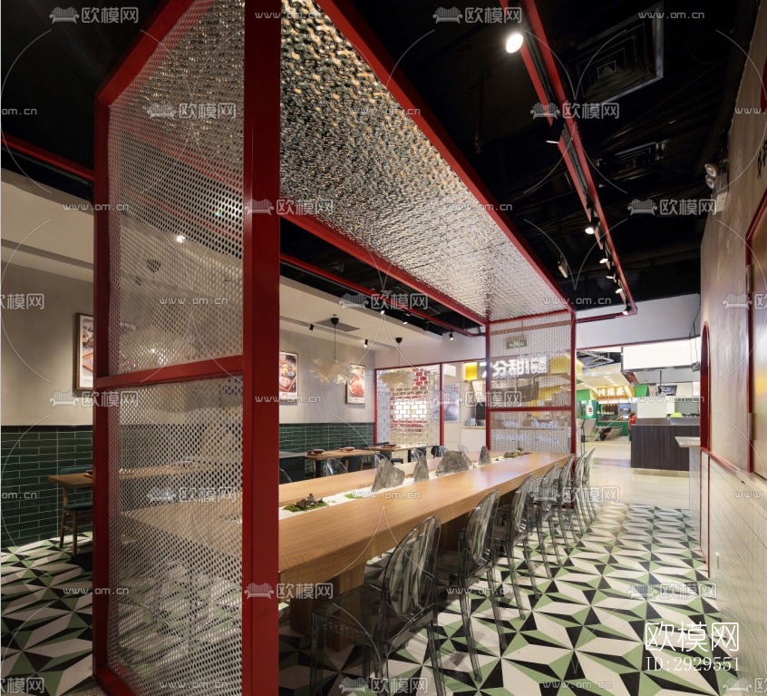 工业风西餐厅效果图下载（渲染图2）