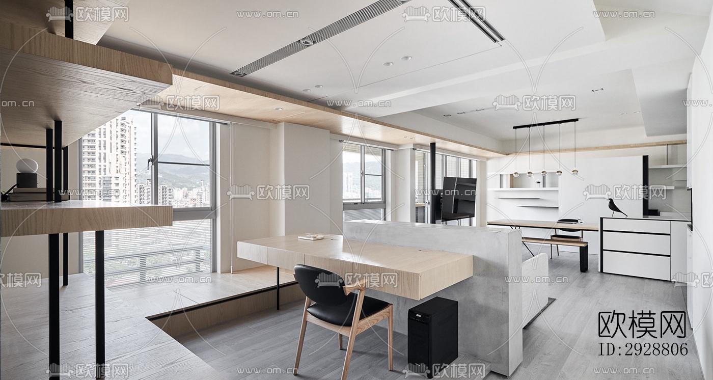 现代平层效果图下载（渲染图7）