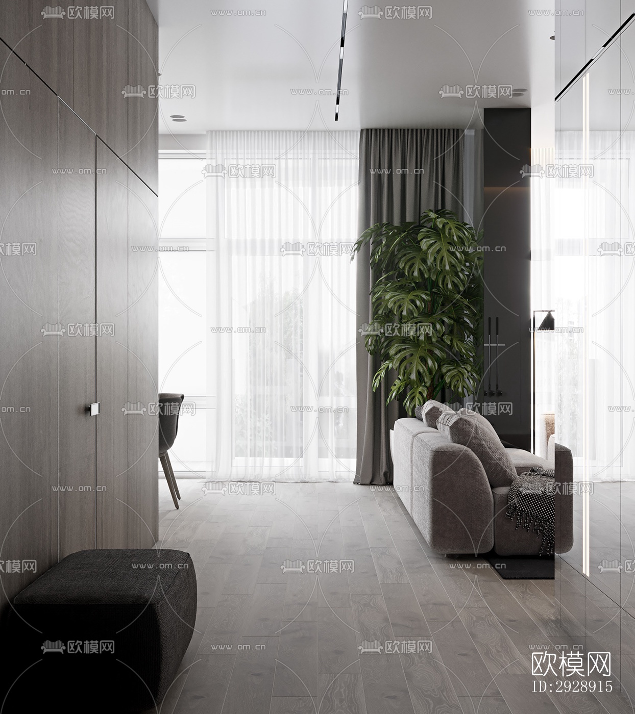 现代平层效果图下载（渲染图14）