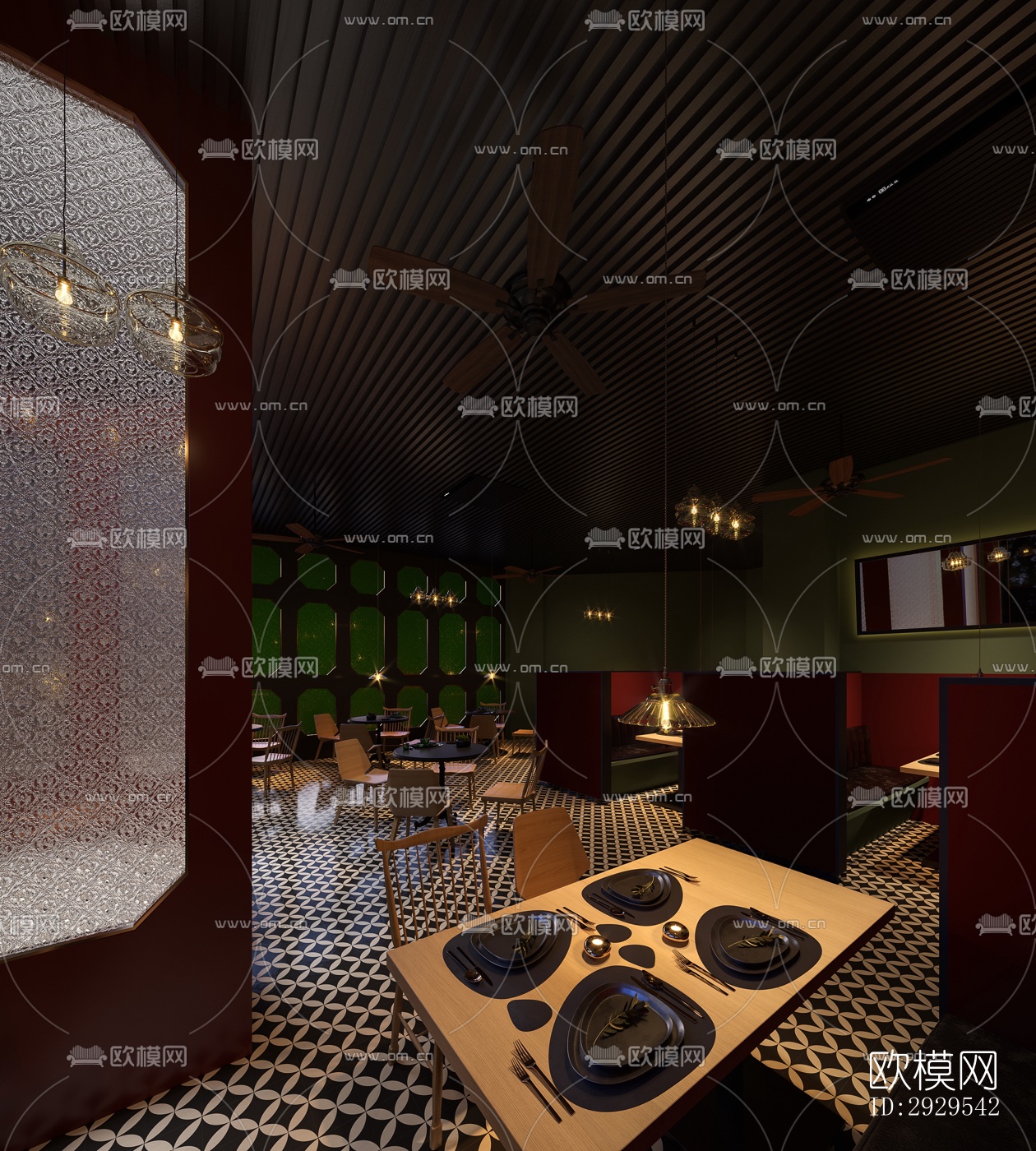 后现代西餐厅效果图下载（渲染图4）