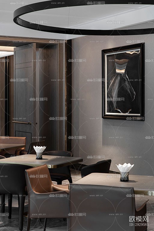 高级灰西餐厅效果图下载（渲染图9）