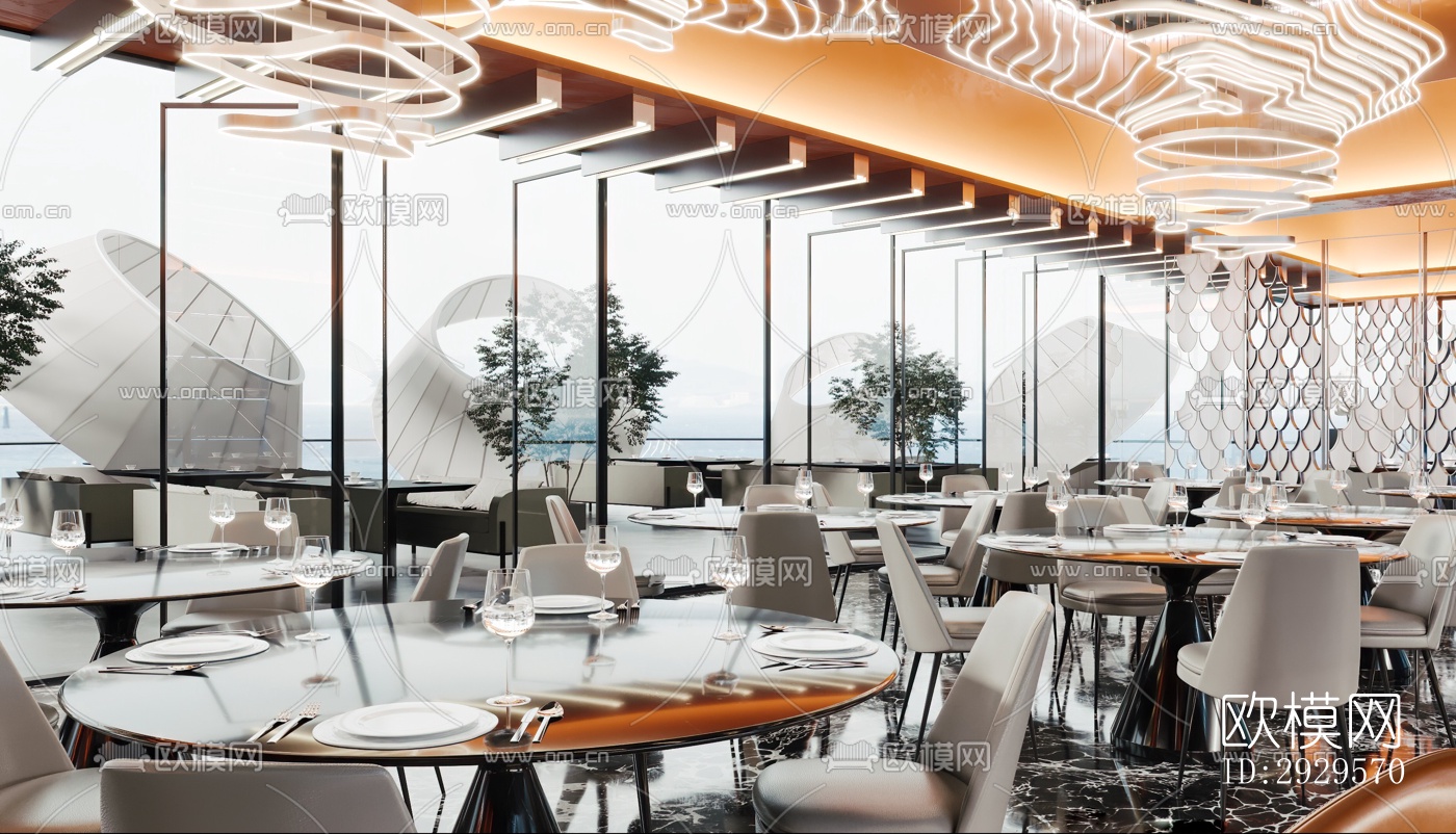 现代西餐厅效果图下载（渲染图16）