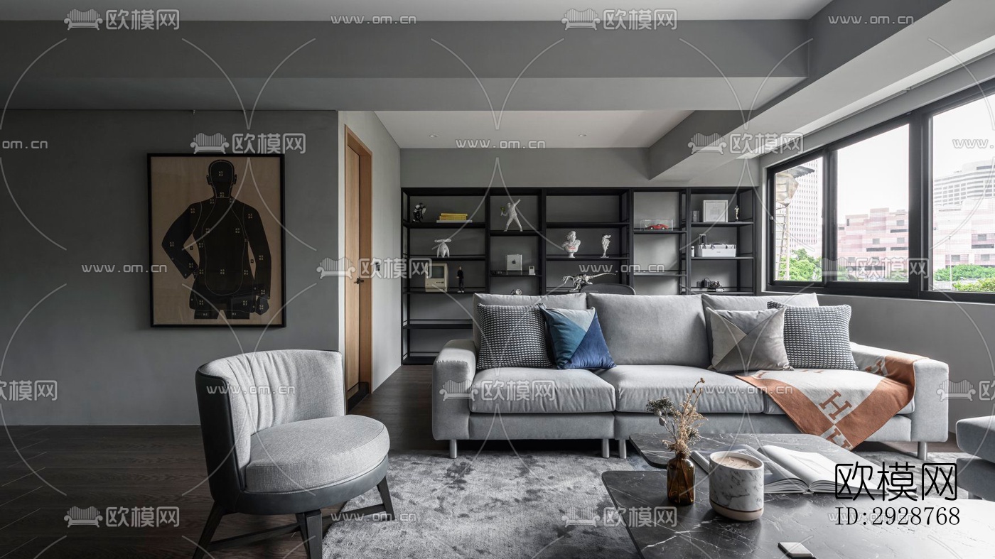 现代平层效果图下载（渲染图15）