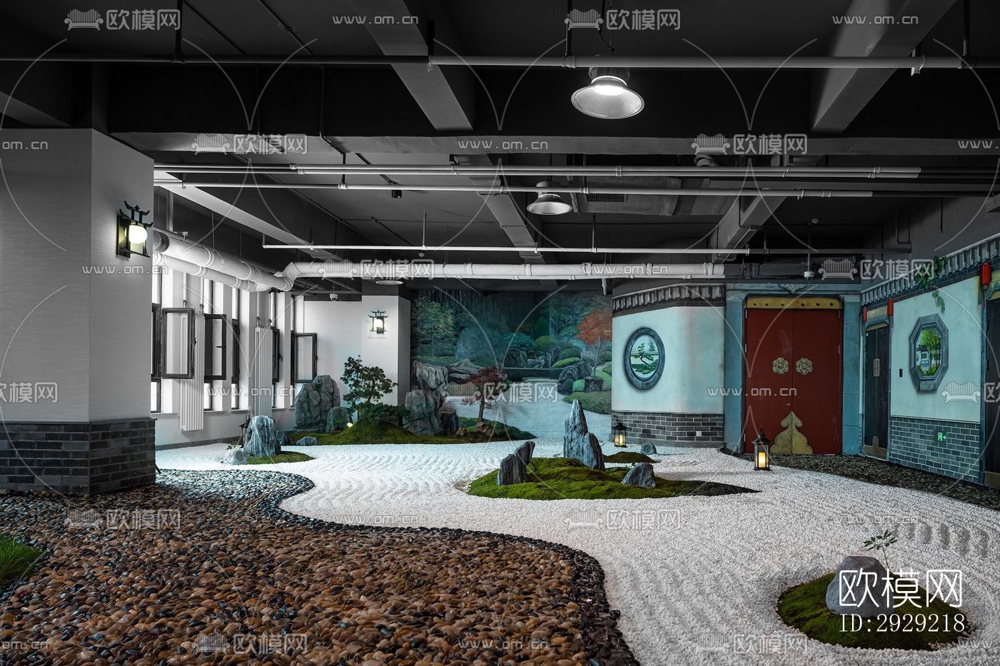 新中式经理室效果图下载（渲染图9）