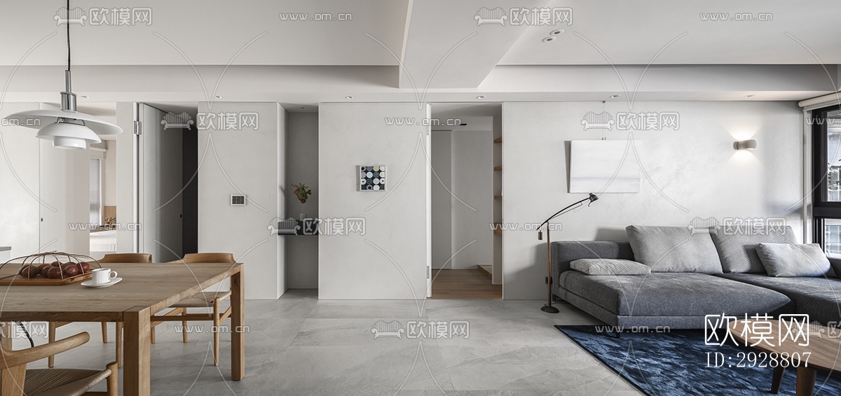 现代平层效果图下载（渲染图1）