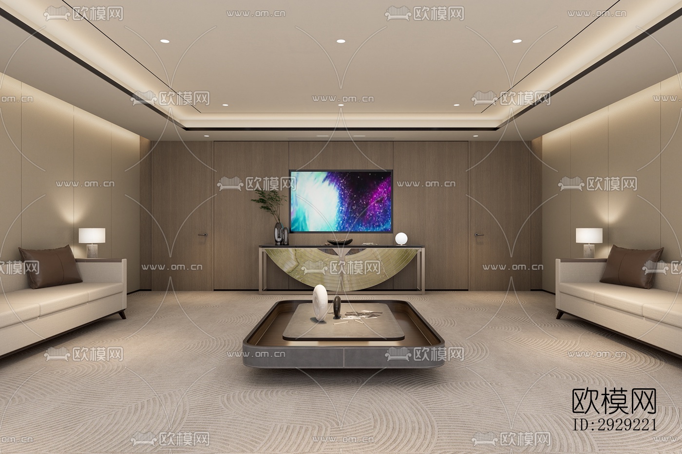 现代经理室效果图下载（渲染图4）