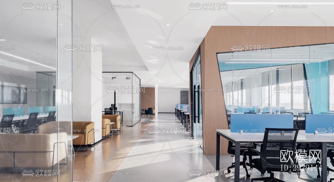 现代办公区效果图下载（渲染图4）