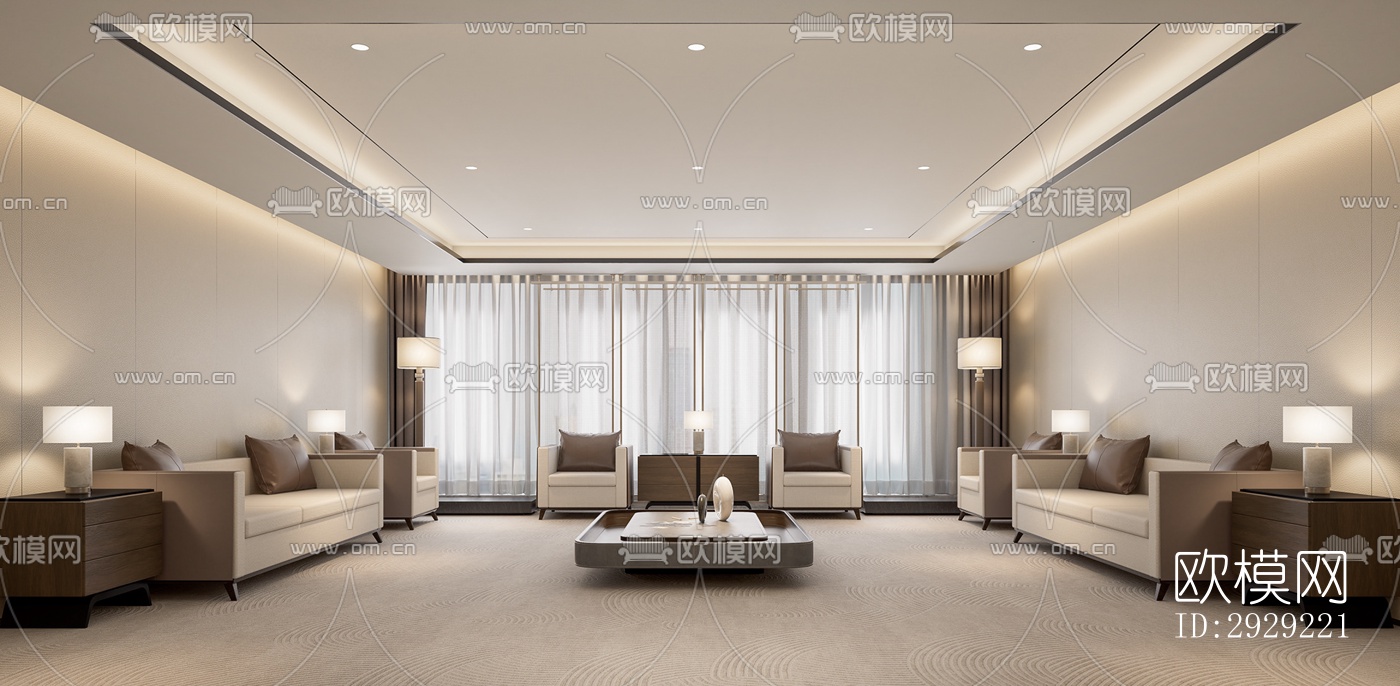 现代经理室效果图下载（渲染图10）