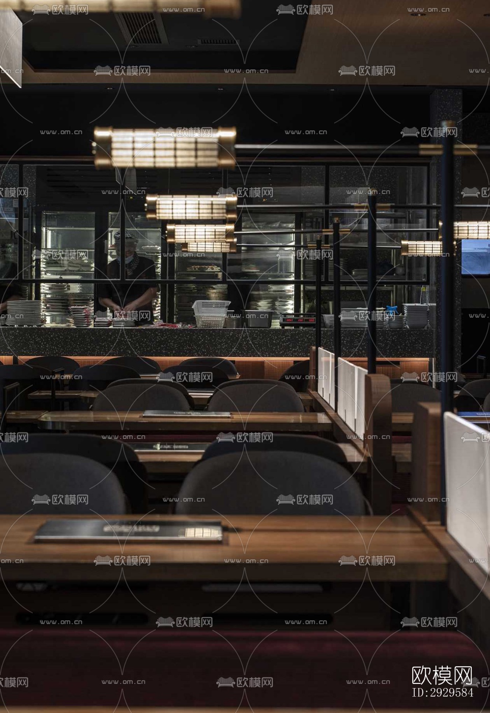 高级灰西餐厅效果图下载（渲染图2）