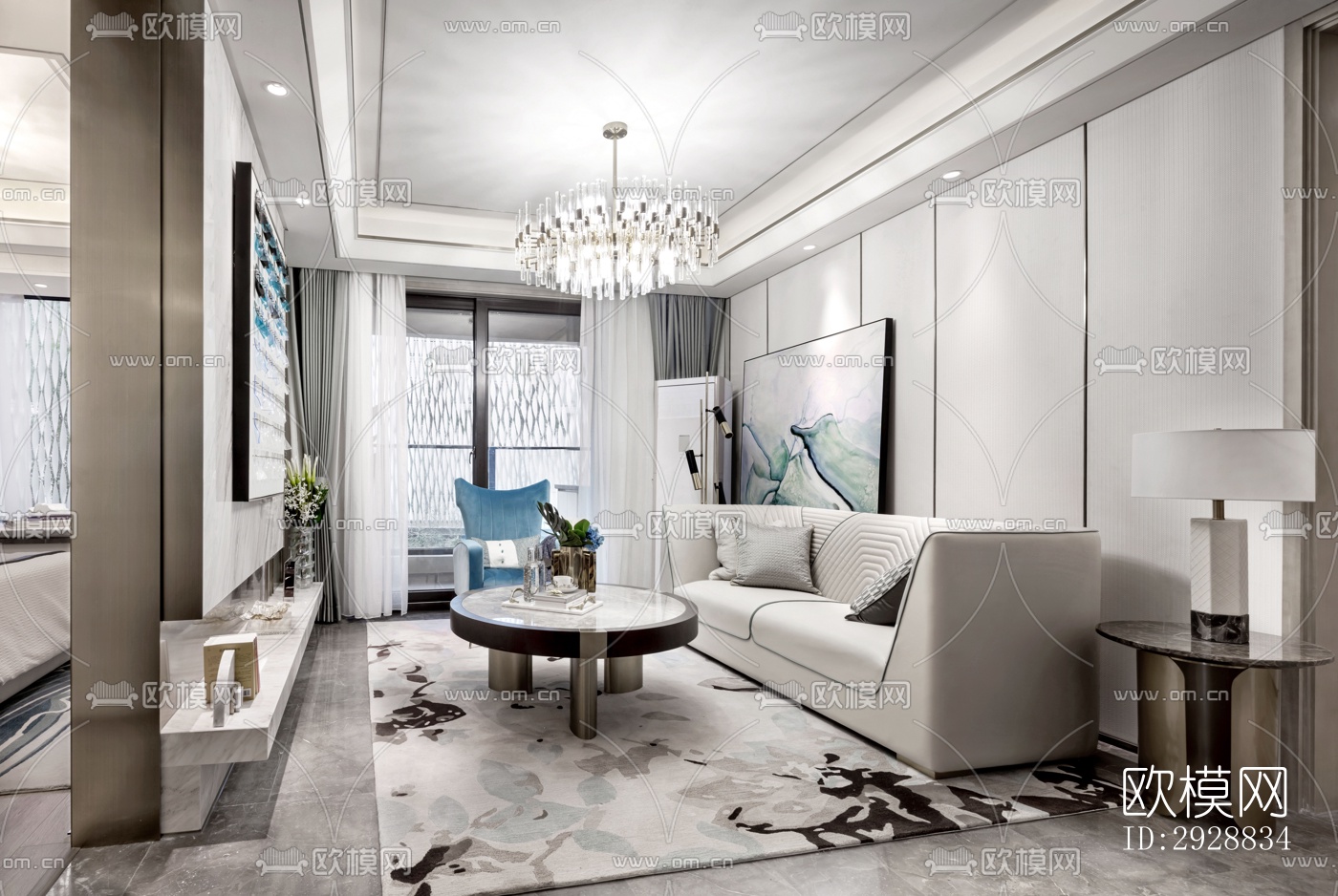 现代平层效果图下载（渲染图1）