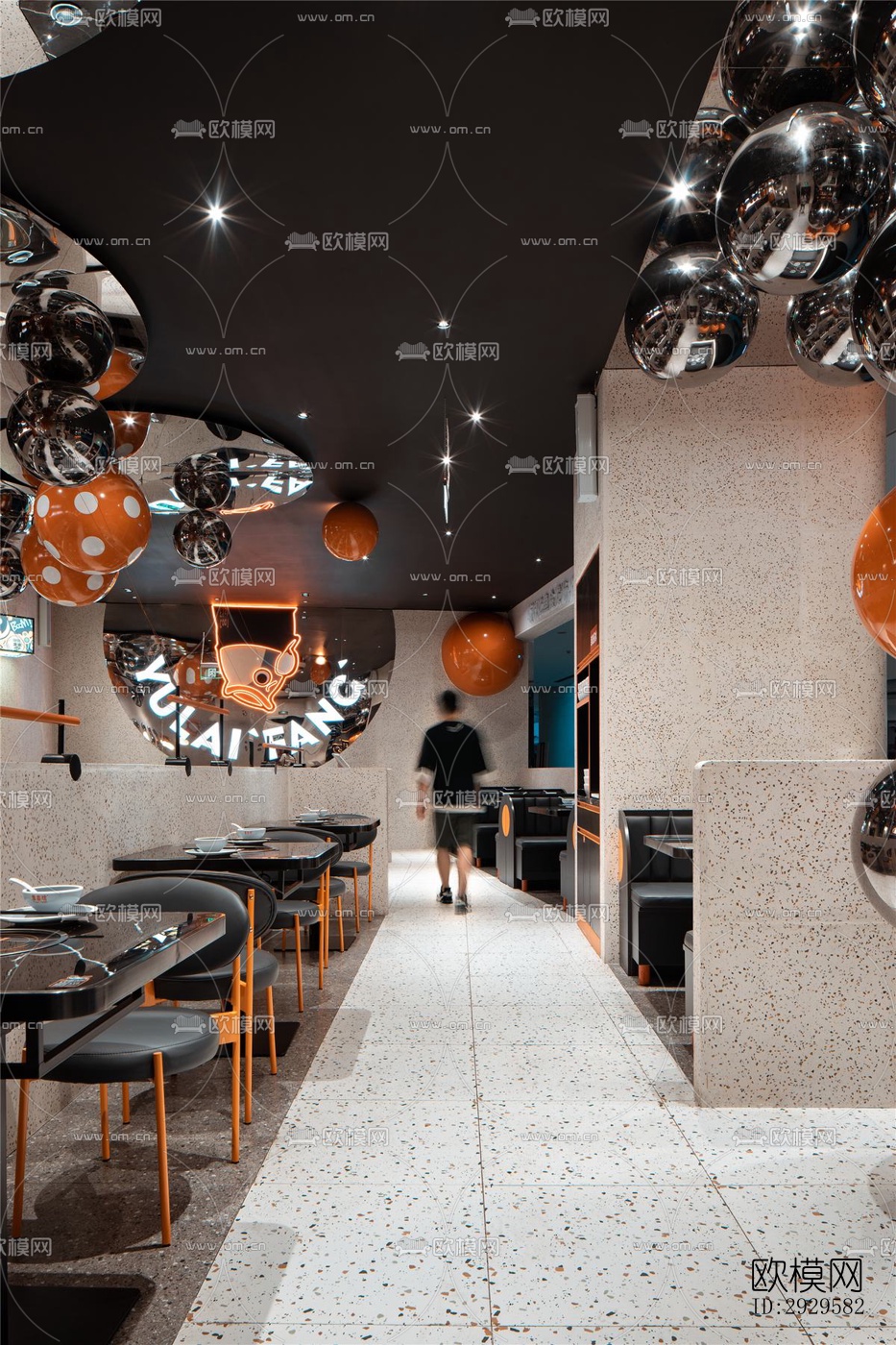 高级灰西餐厅效果图下载（渲染图12）