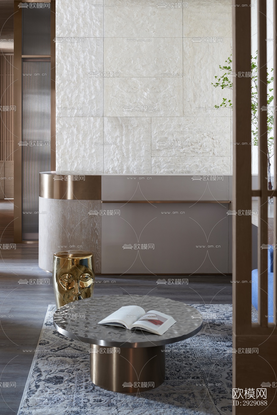 新中式办公区效果图下载（渲染图2）