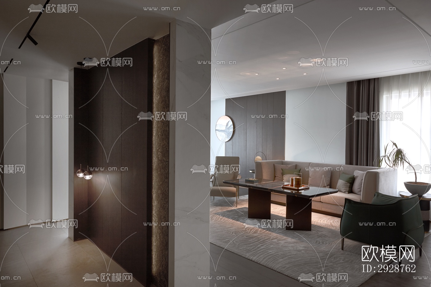 现代平层效果图下载（渲染图9）