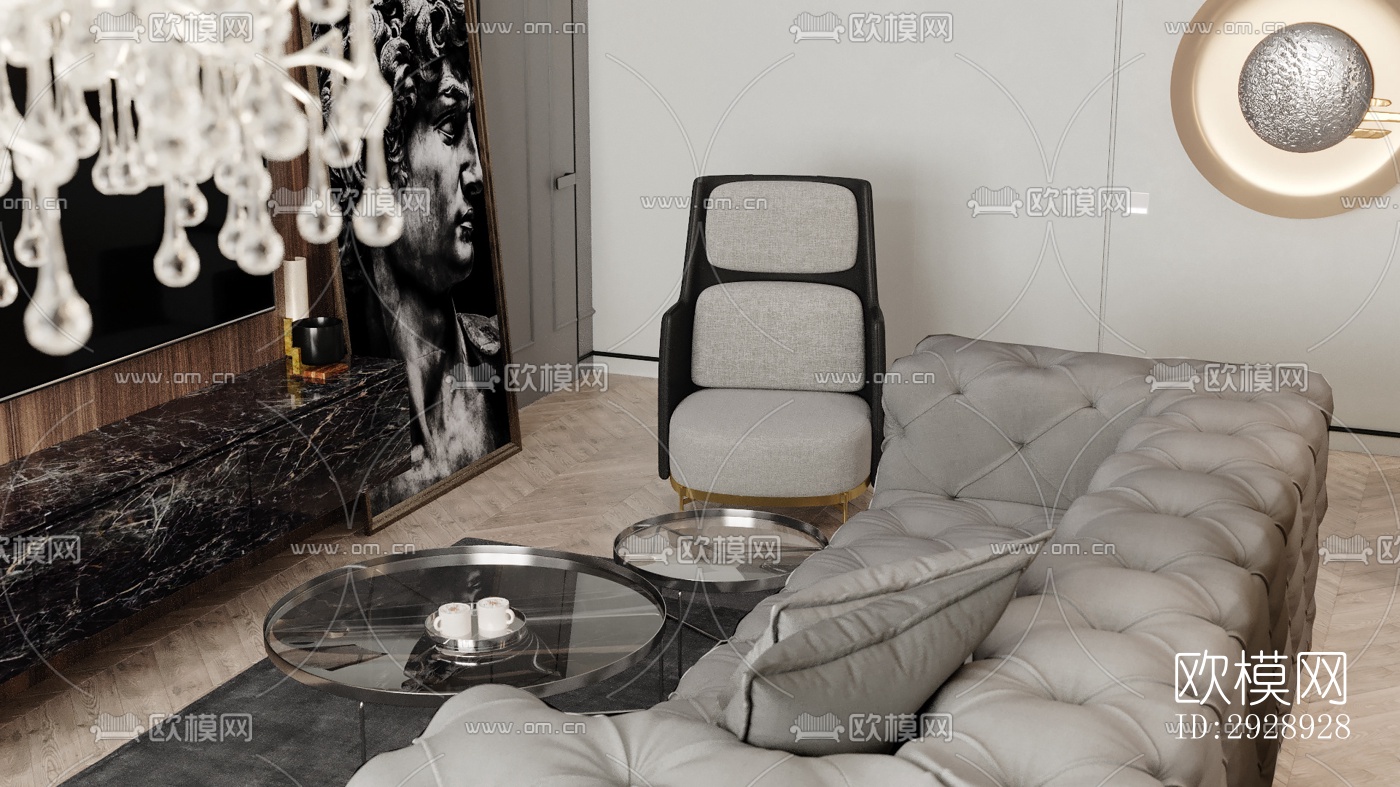 美式平层效果图下载（渲染图16）