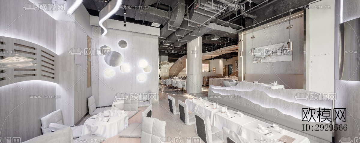 现代西餐厅效果图下载（渲染图6）