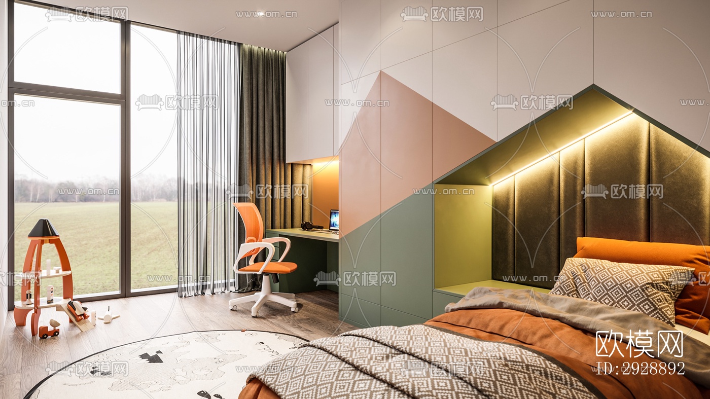 现代平层效果图下载（渲染图7）