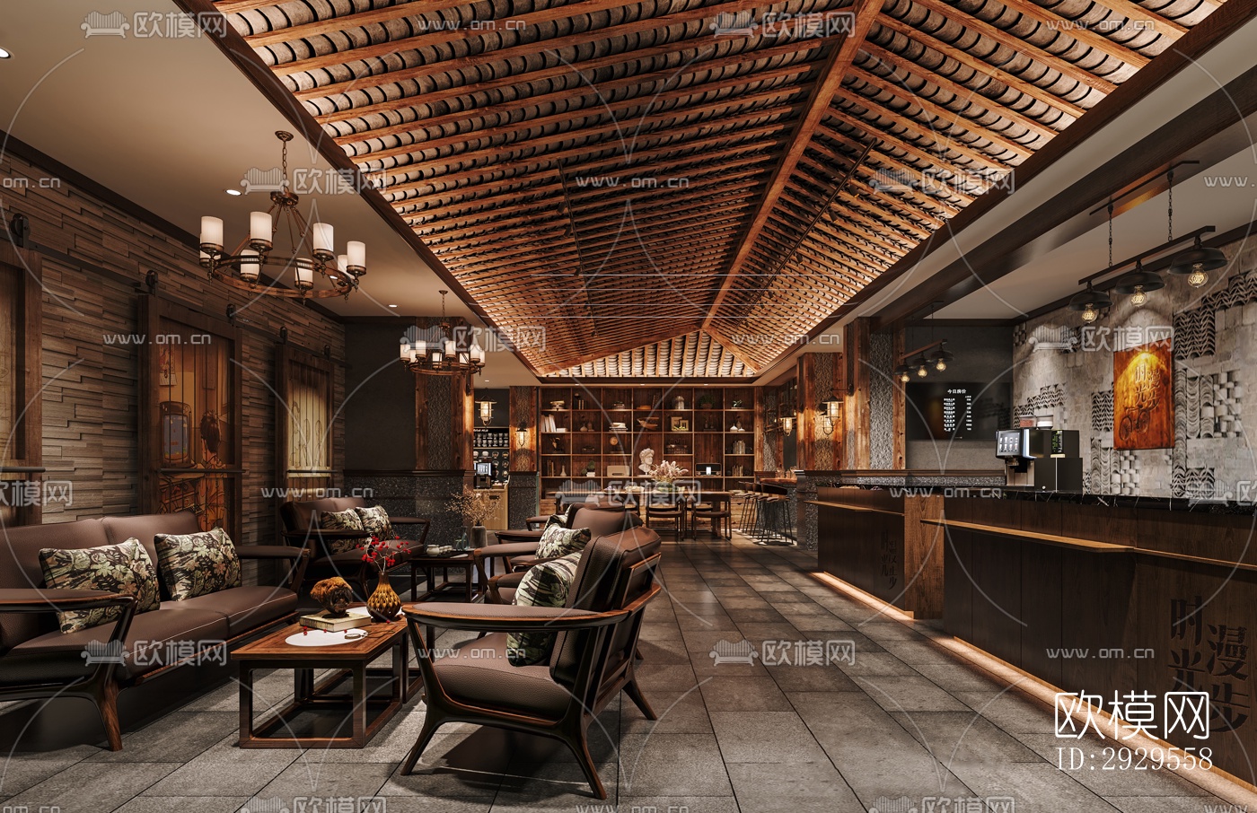 工业风西餐厅效果图下载（渲染图4）