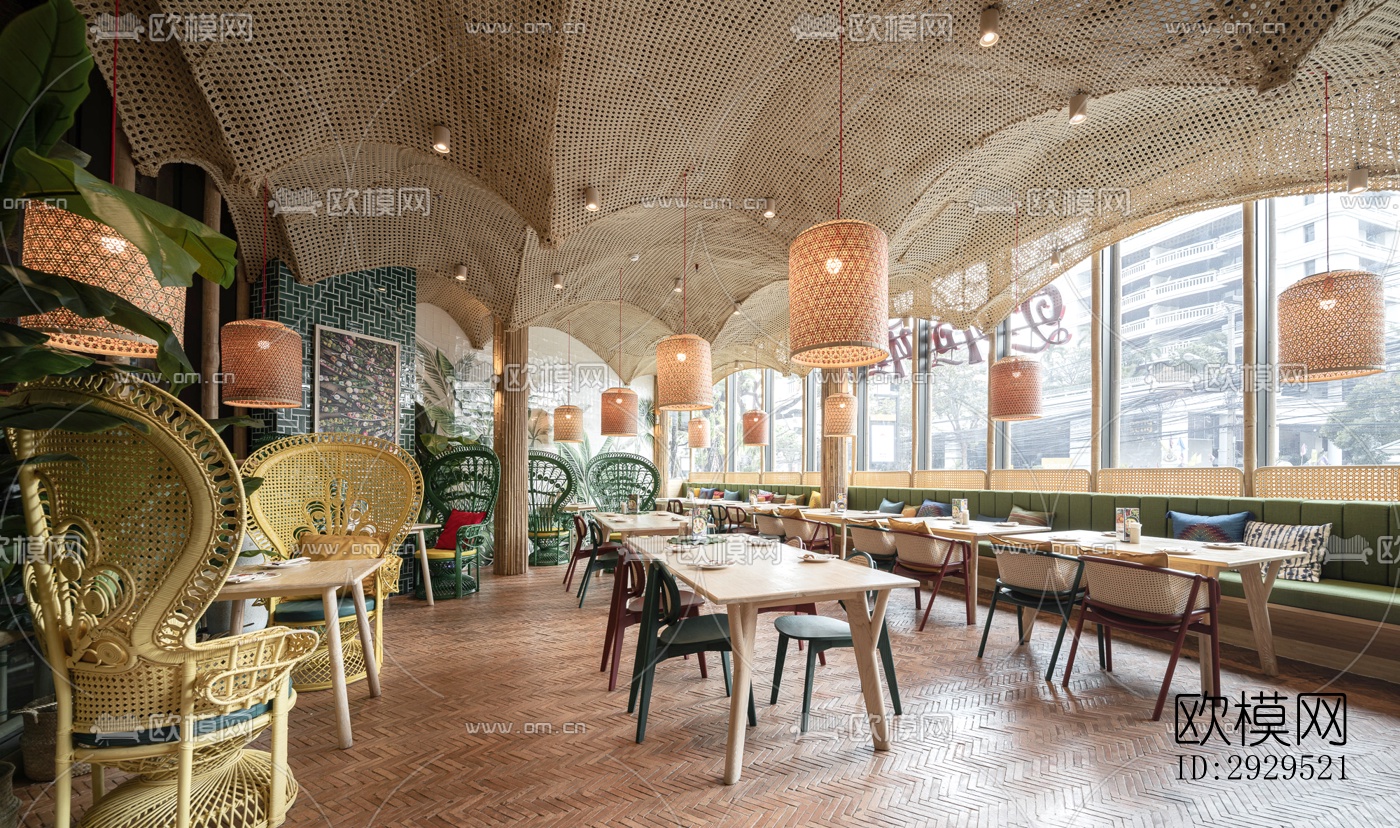 东南亚西餐厅效果图下载（渲染图7）