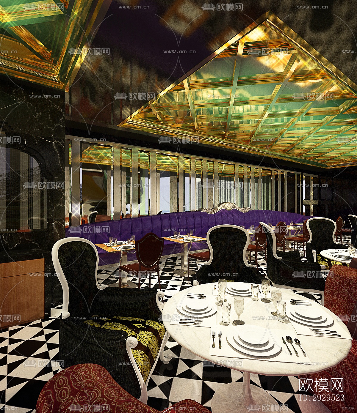 东南亚西餐厅效果图下载（渲染图1）
