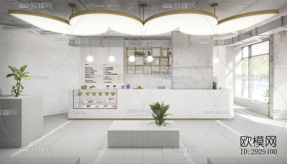 工业风咖啡奶茶效果图下载（渲染图1）