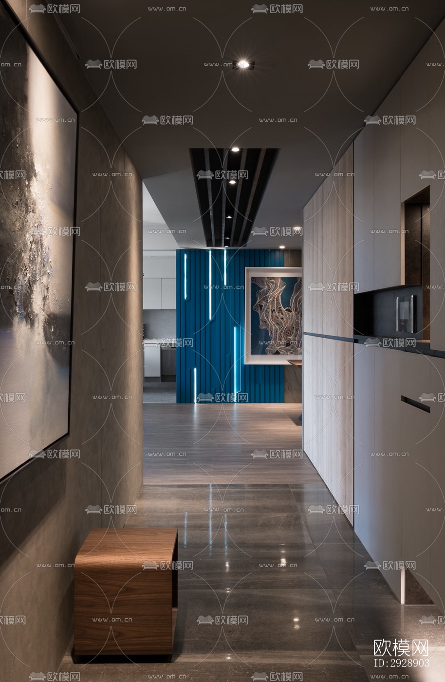 现代平层效果图下载（渲染图2）