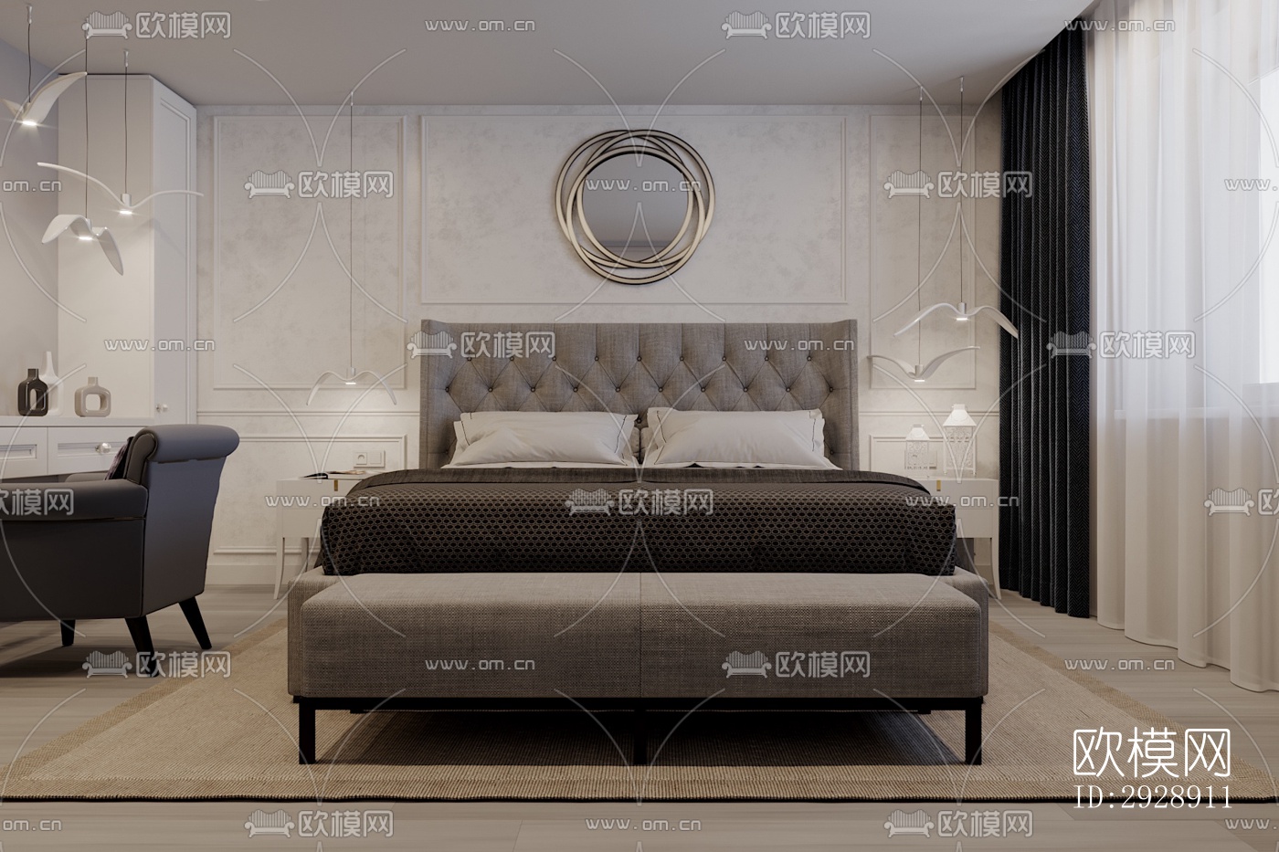 现代平层效果图下载（渲染图4）