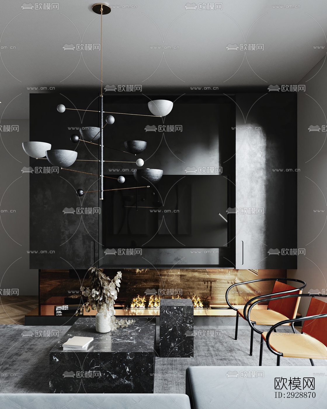 现代平层效果图下载（渲染图4）