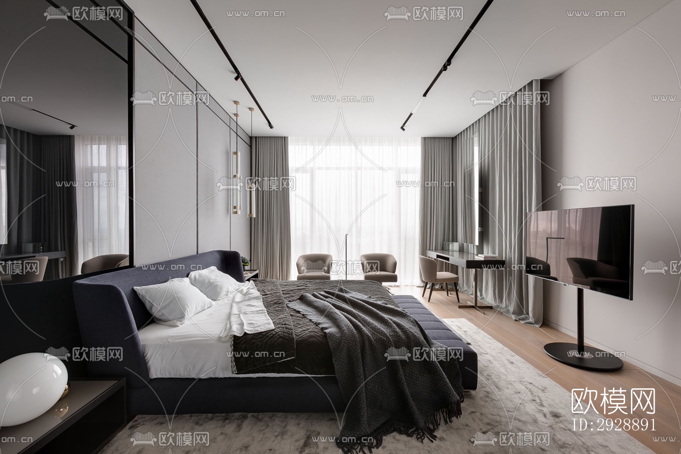 现代平层效果图下载（渲染图15）