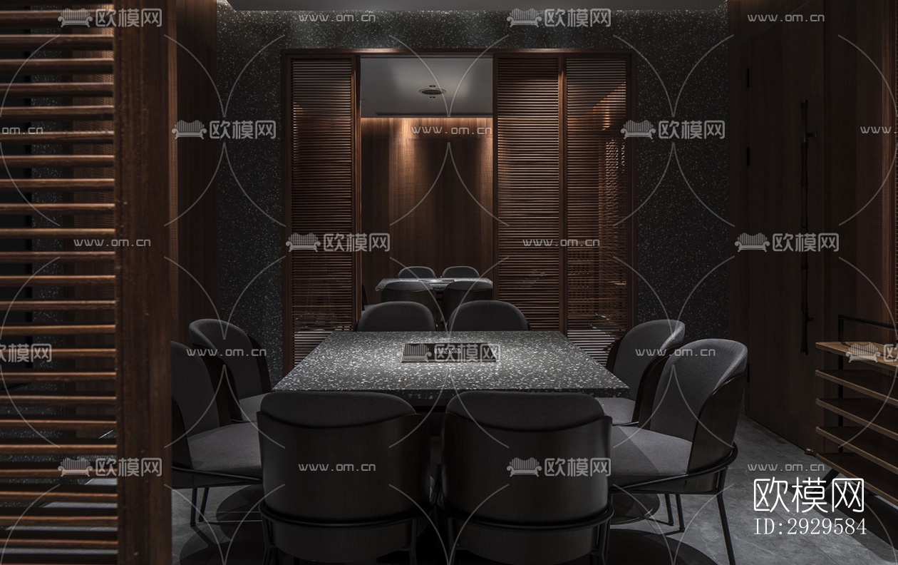 高级灰西餐厅效果图下载（渲染图7）
