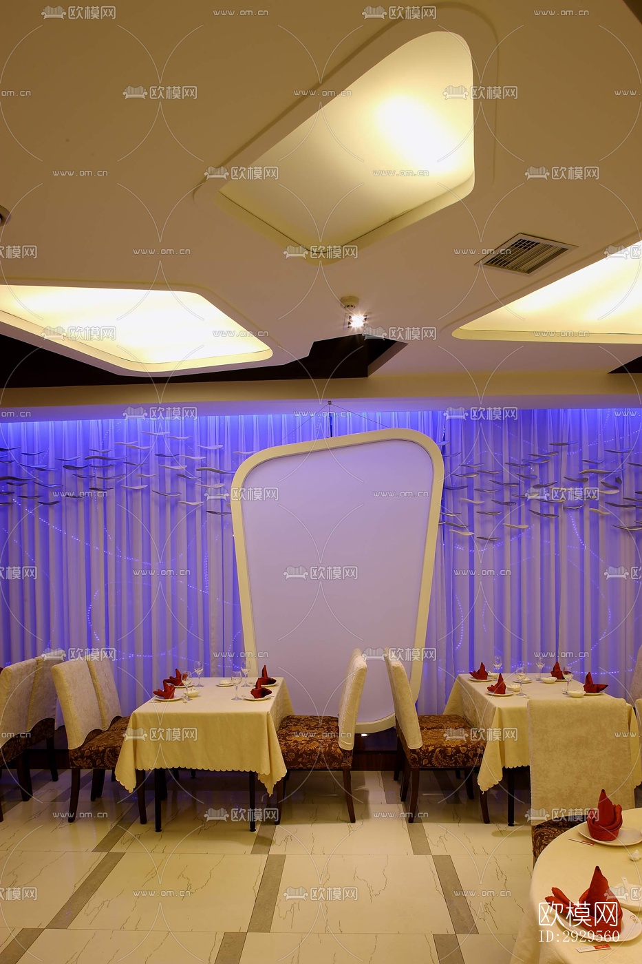 新中式西餐厅效果图下载（渲染图6）