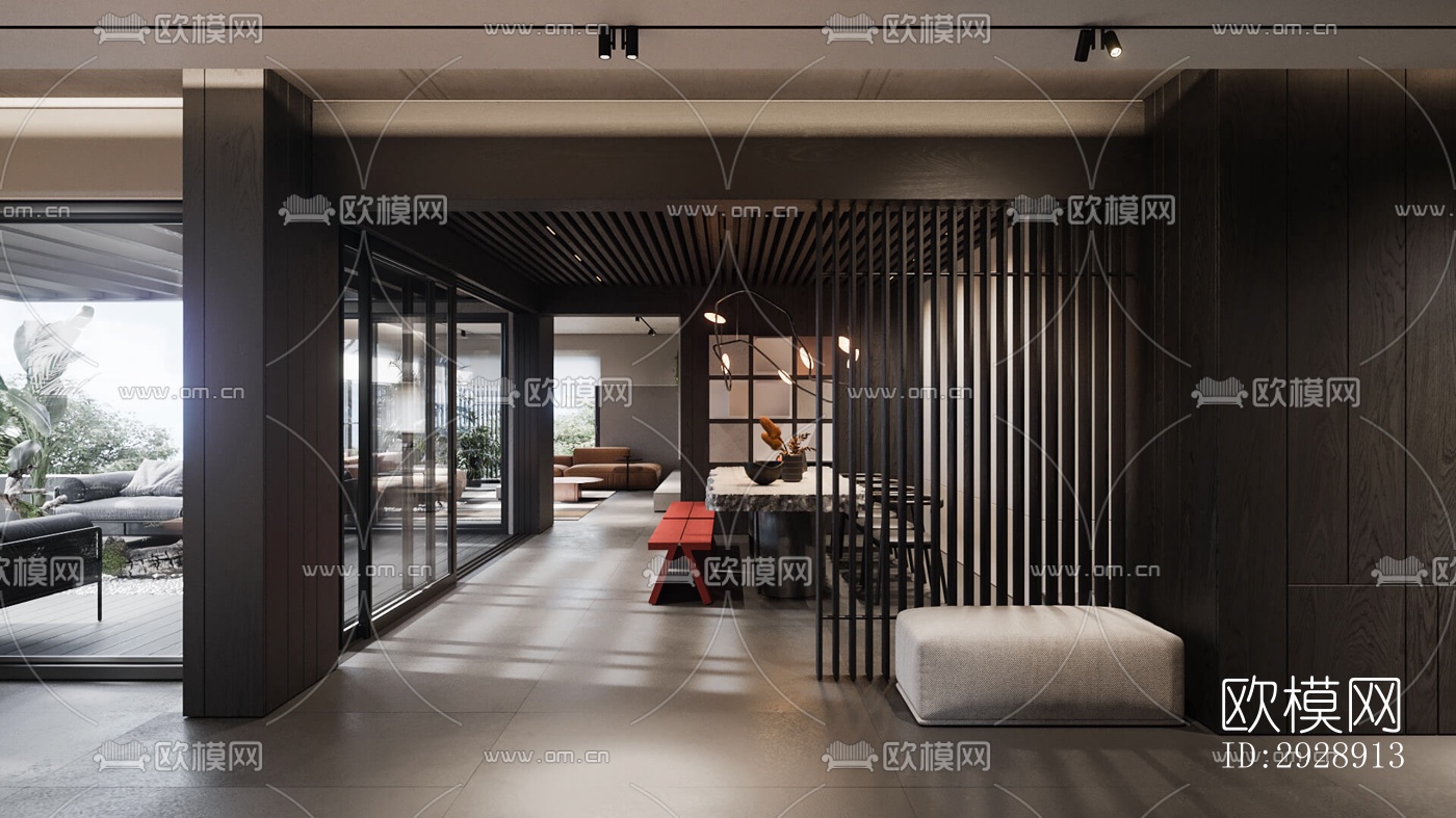 现代平层效果图下载（渲染图1）