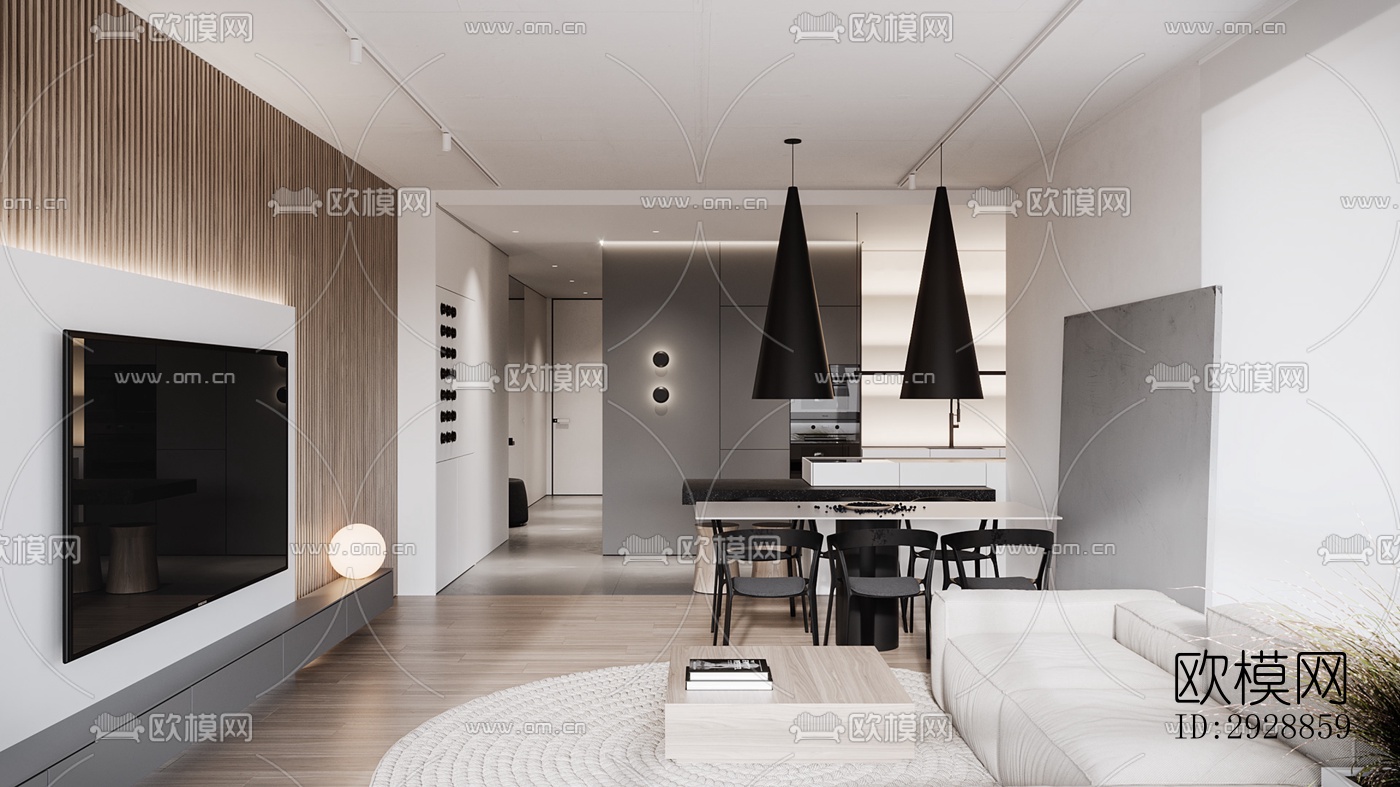 现代平层效果图下载（渲染图9）