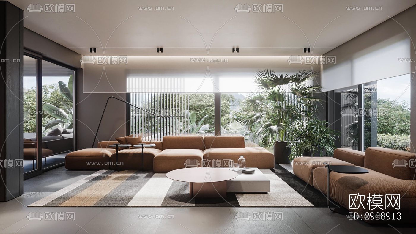 现代平层效果图下载（渲染图13）