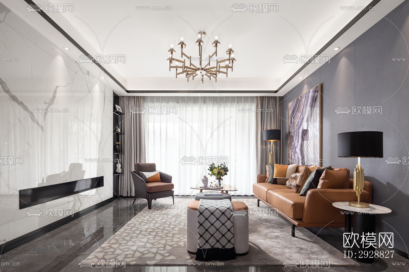 现代平层效果图下载（渲染图17）