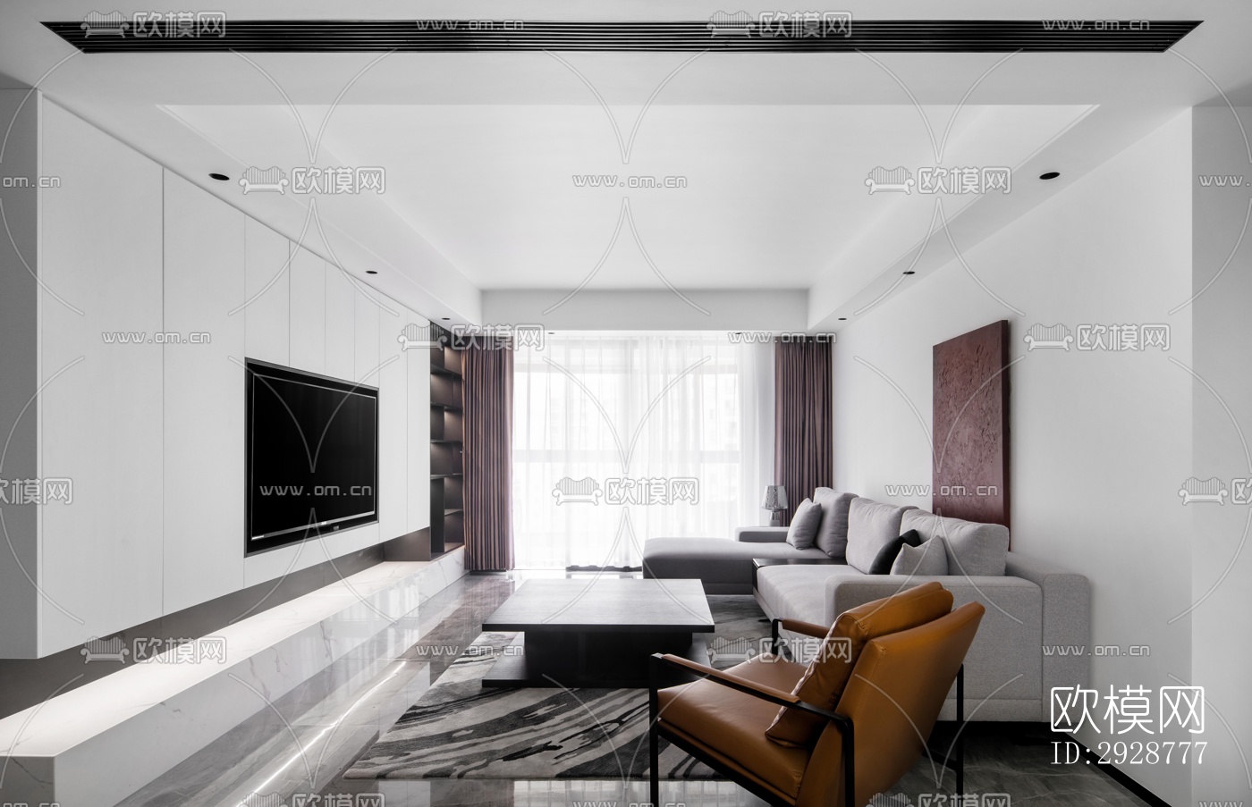 现代平层效果图下载（渲染图1）