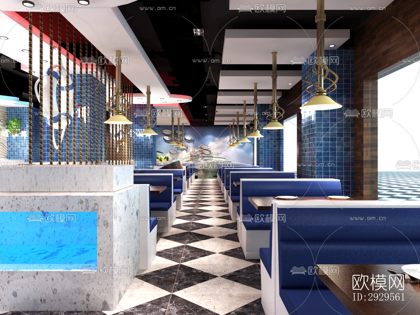 现代西餐厅效果图下载（渲染图6）