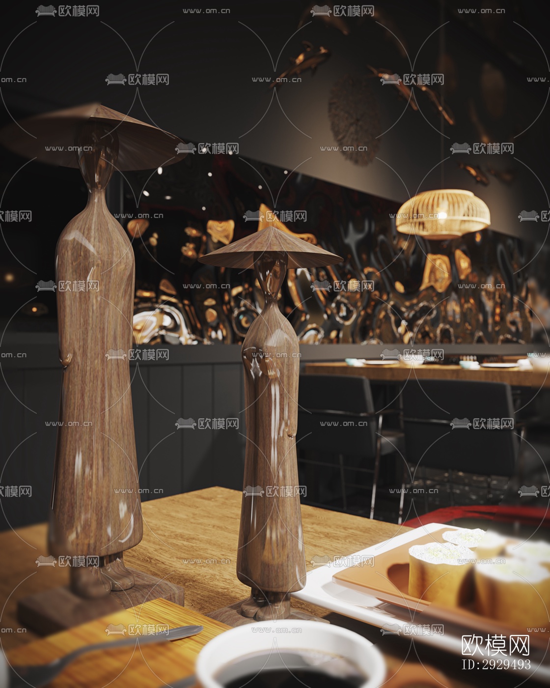 高级灰火锅烤肉效果图下载（渲染图7）