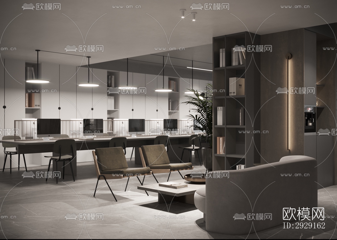 现代办公区效果图下载（渲染图11）