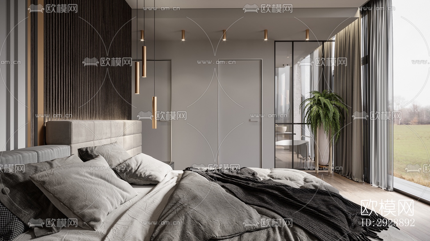 现代平层效果图下载（渲染图14）