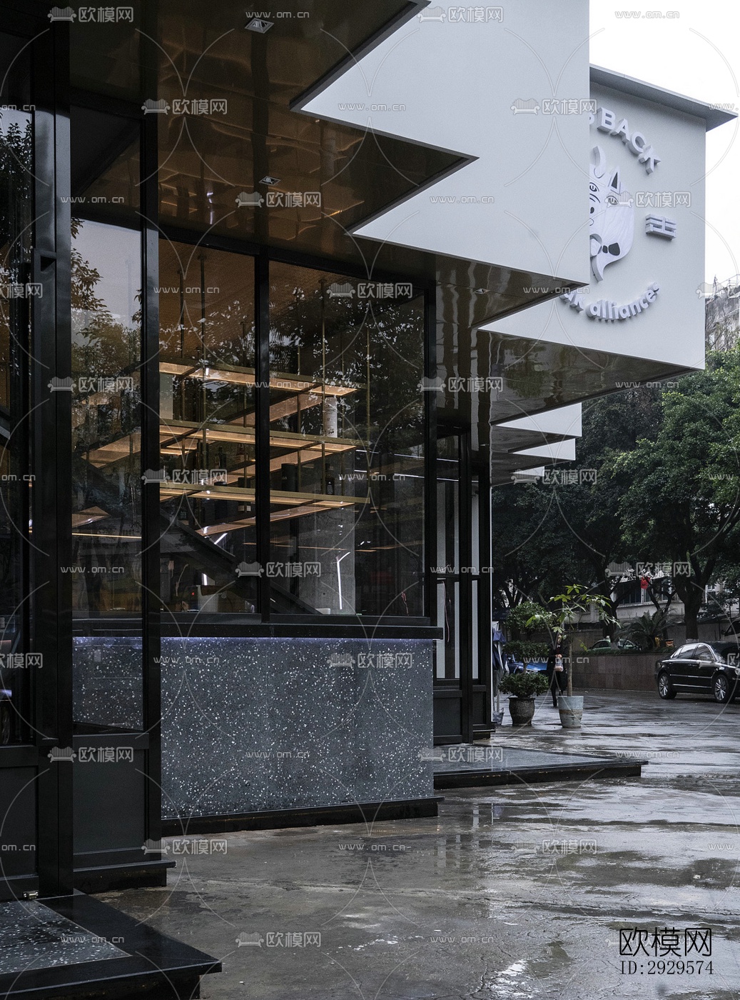 高级灰西餐厅效果图下载（渲染图17）