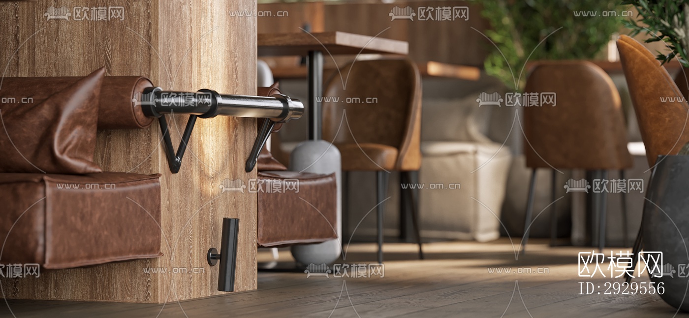 工业风西餐厅效果图下载（渲染图2）