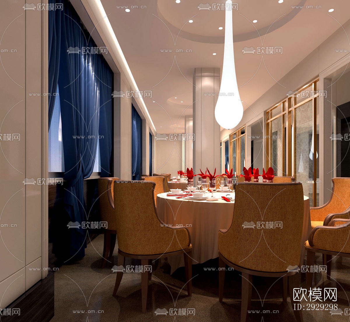 现代中餐厅效果图下载（渲染图6）