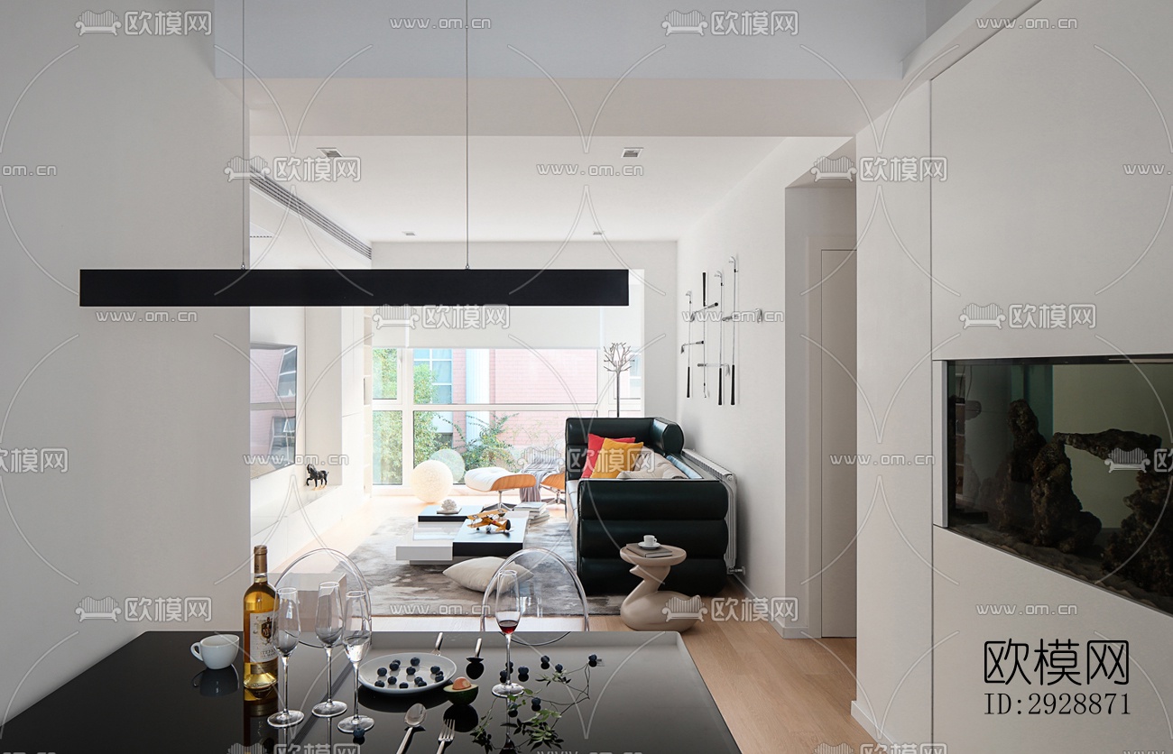 现代平层效果图下载（渲染图3）