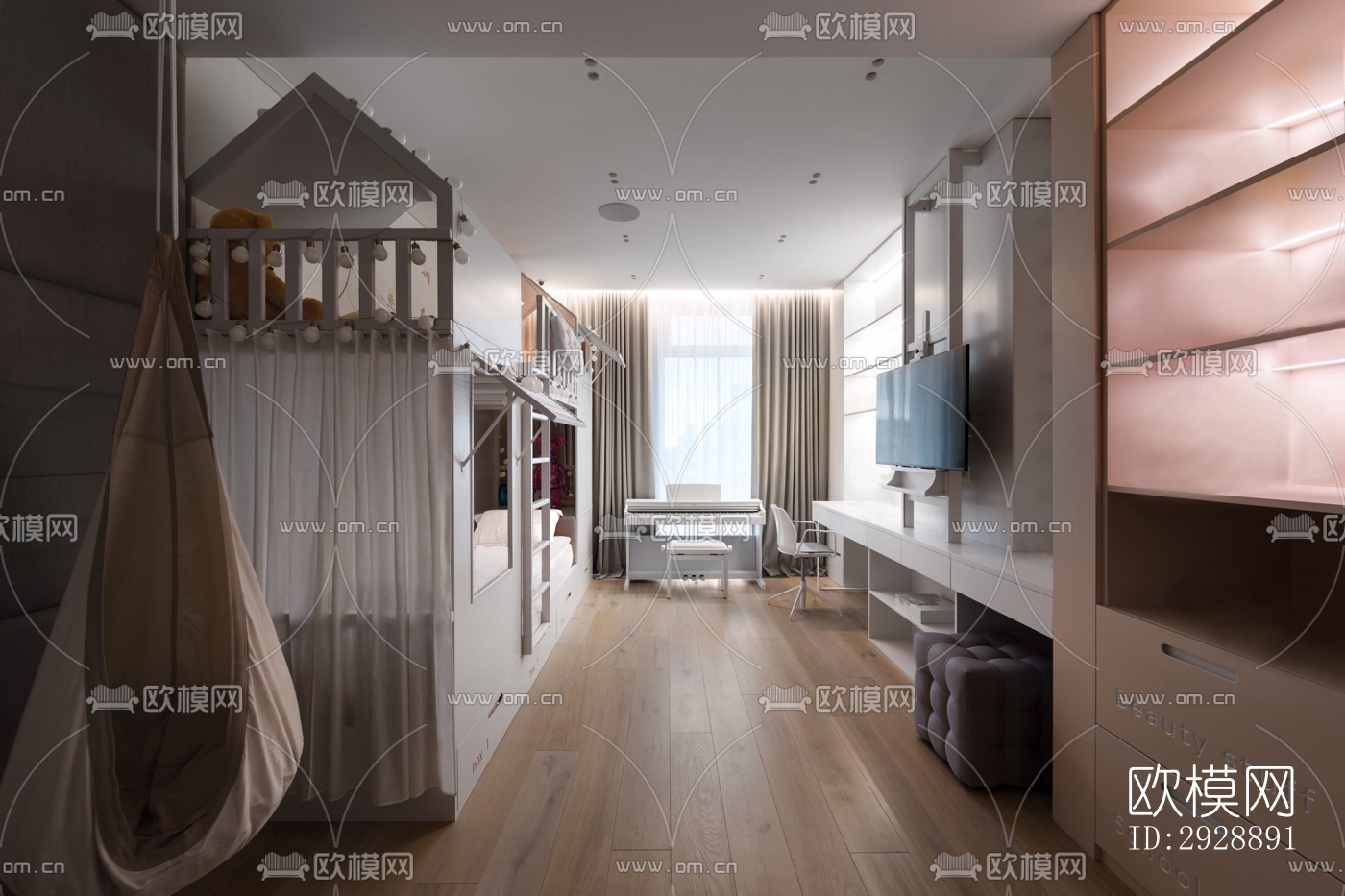 现代平层效果图下载（渲染图4）