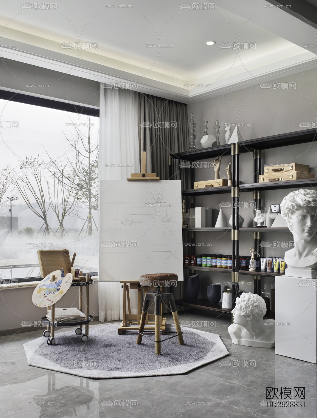 现代平层效果图下载（渲染图10）