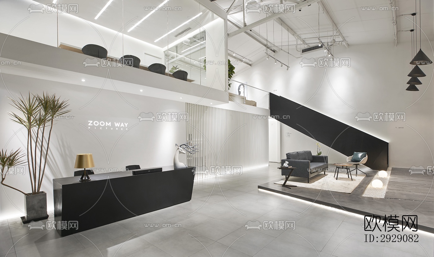 工业风办公区效果图下载（渲染图6）