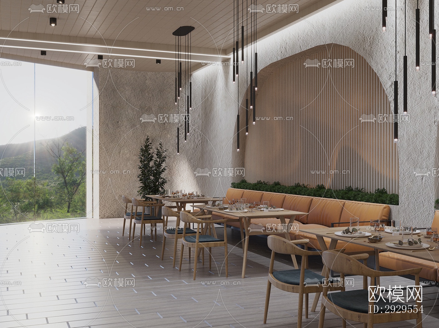 工业风西餐厅效果图下载（渲染图4）