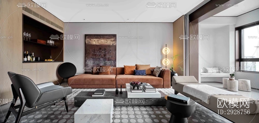 现代平层效果图下载（渲染图4）