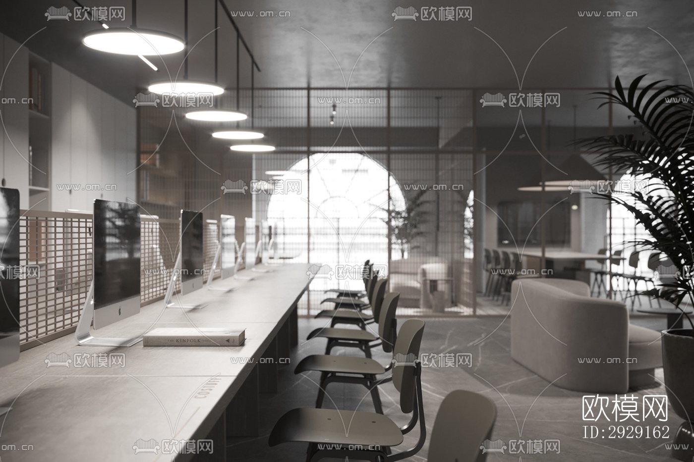 现代办公区效果图下载（渲染图2）